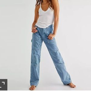 Free People High-Waisted Baggy Cargo Jeans NWT